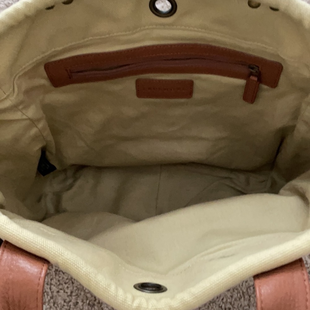 Levenger light brown canvas and leather 5 pocket tote! - Picture 4 of 4